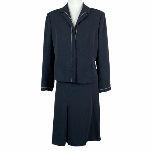 Le Suit Black Skirt and Jacket Set 12 Petite - Picture 1 of 7